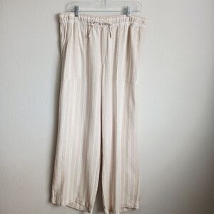 GAP Khaki Stripe Linen Blend Pull On Pants Size Large